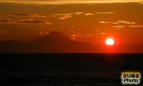 南房総・館山・北条海水浴場から見た夕陽