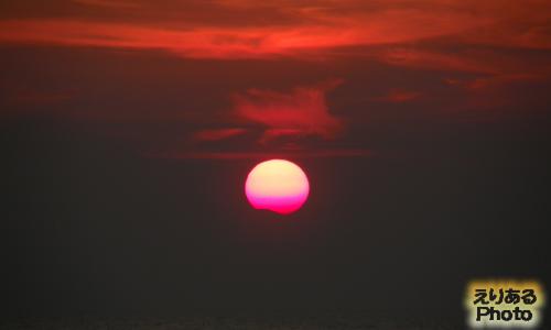 南房総・館山・北条海水浴場から見た夕陽